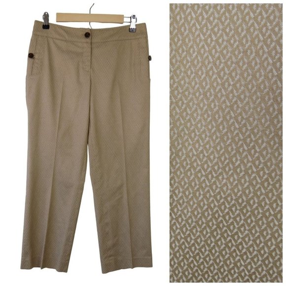 TALBOTS Petite Women's Gold Stretch Brocade Patterned Crop Trousers Pants 4P - Picture 1 of 6